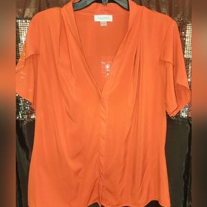 Calvin Klein Orange silk like blouse